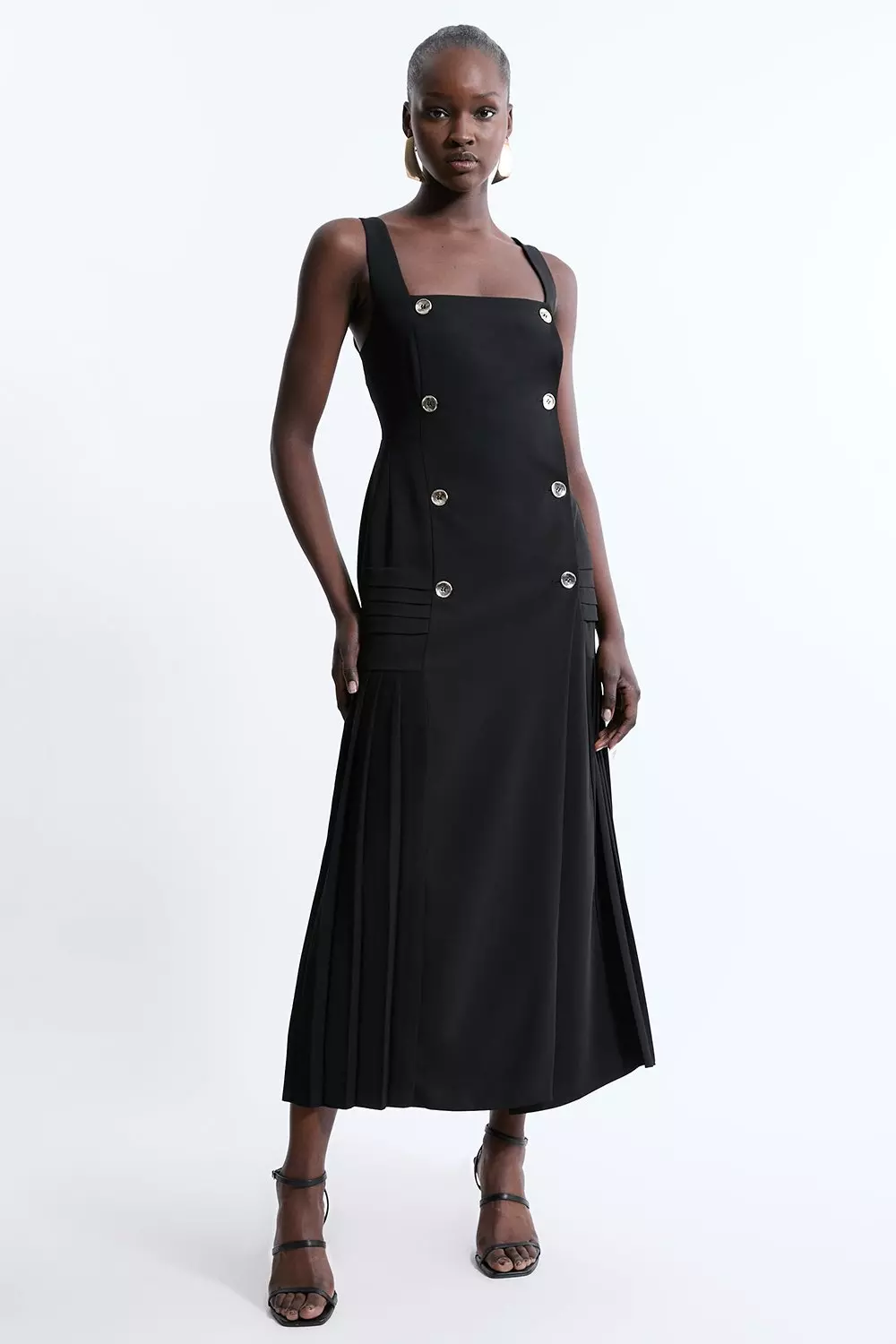 【KAREN MILLEN】トップステッチ サテンジョーゼット ミダクシ KAREN MILLEN】トップステッチ サテンジョーゼット ミダクシ