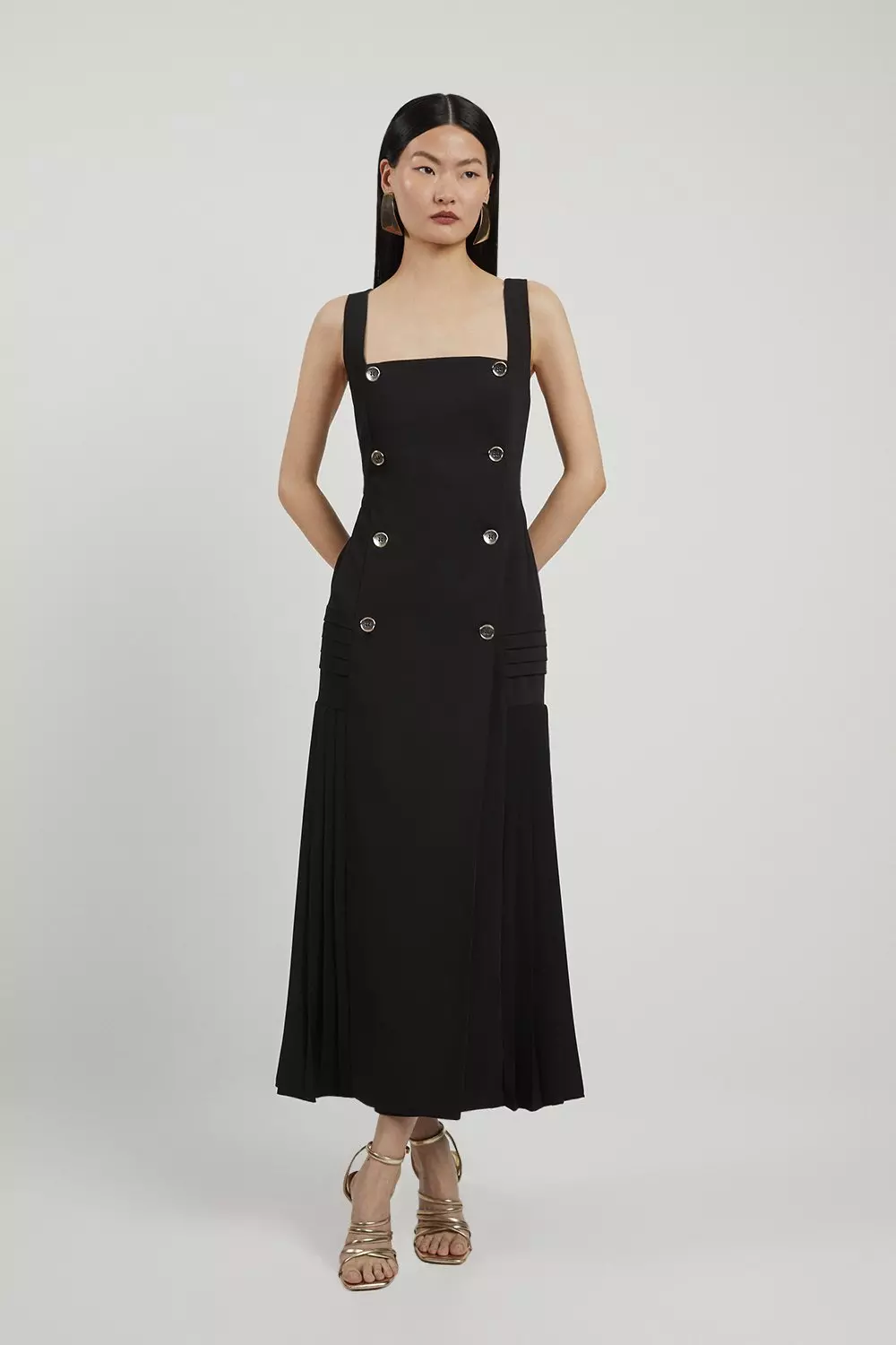 ★Karen Millen クリンクルジョーゼットシャツ 魅惑的マキシ★ Tailored Wool Blend Belted Shirt Dress | Karen Millen