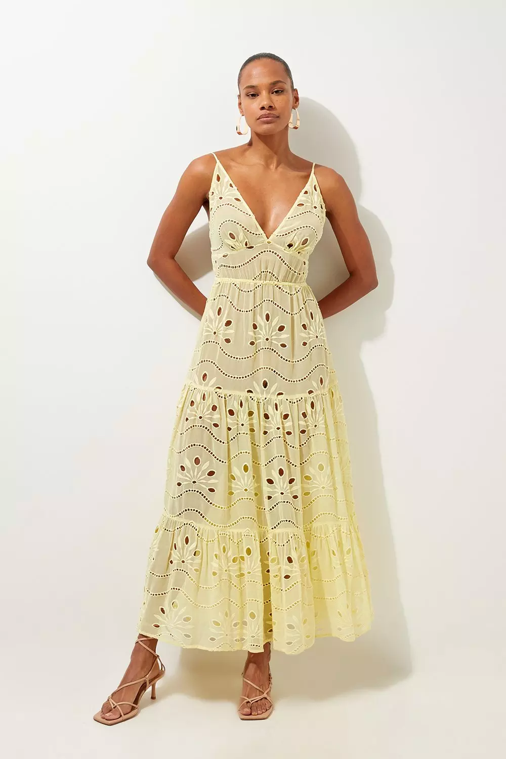 Viscose Georgette Cutwork Woven Beach Maxi Dress Karen Millen