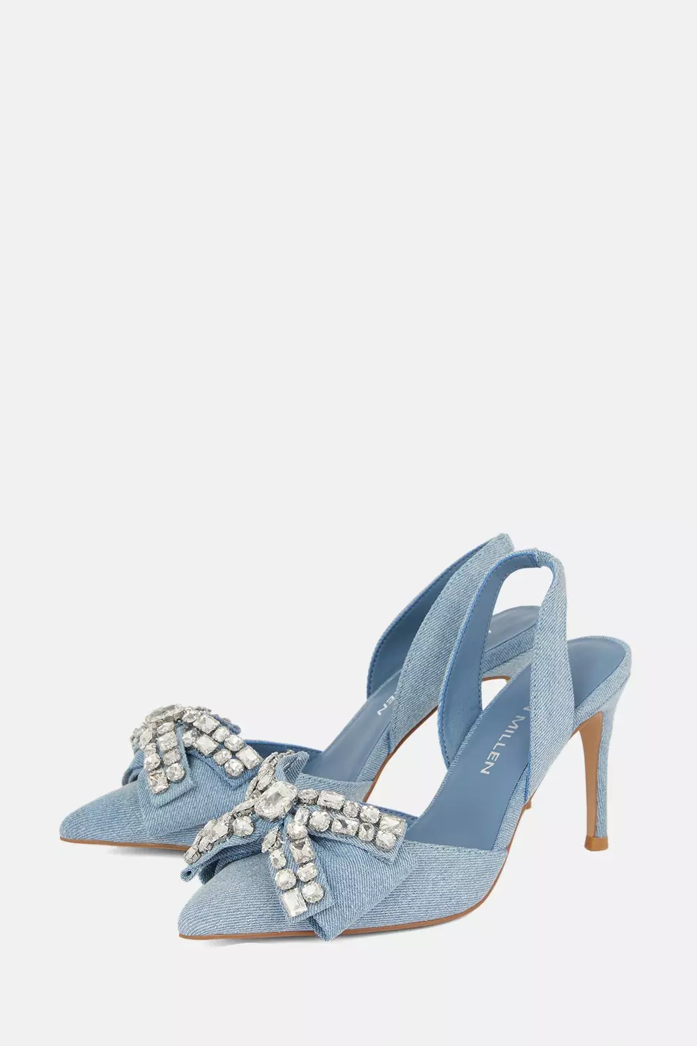 Denim Rhinestone Detail Slingback Heel Karen Millen