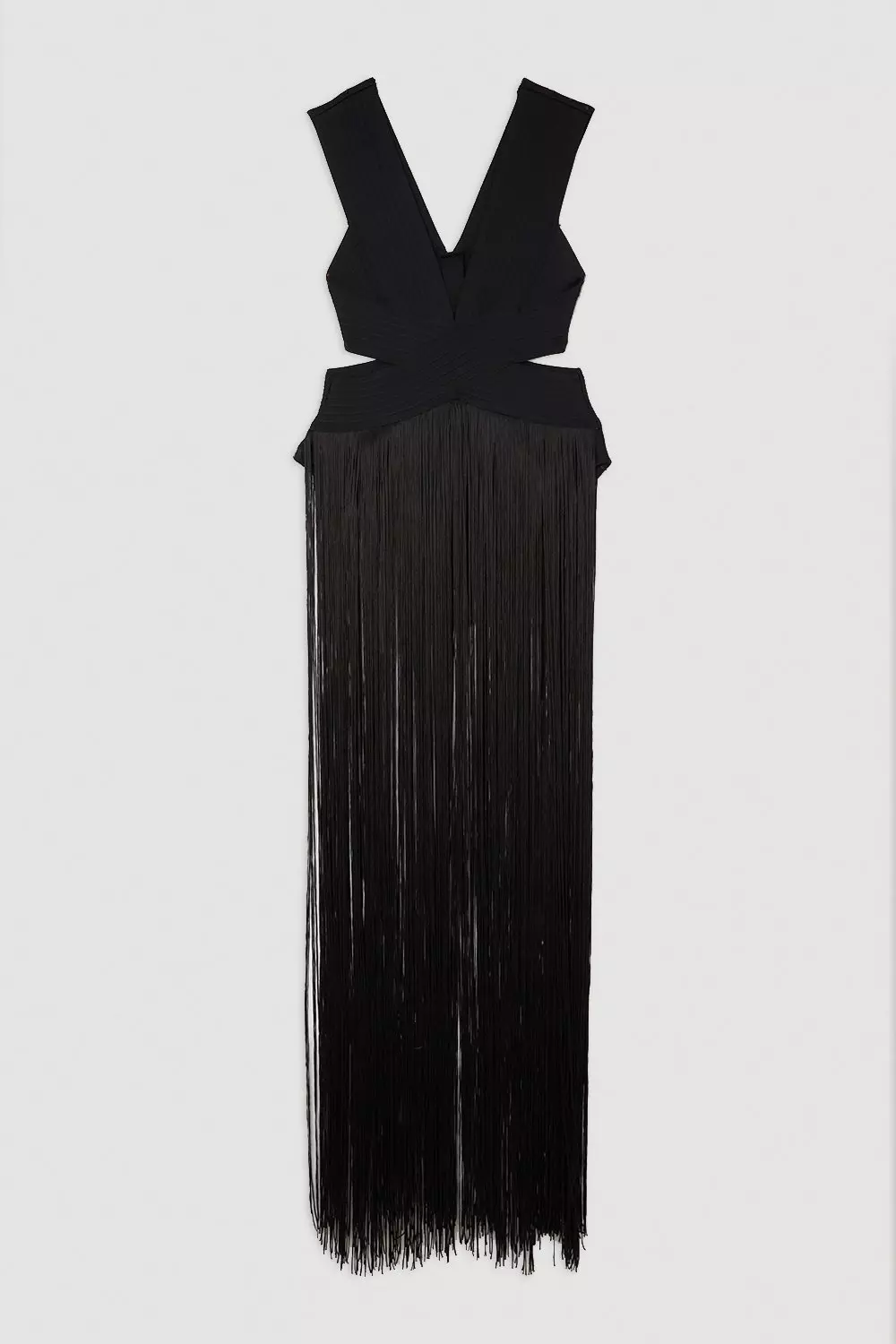 Bandage V Neck Cut Out Fringed Swimsuit | Karen Millen