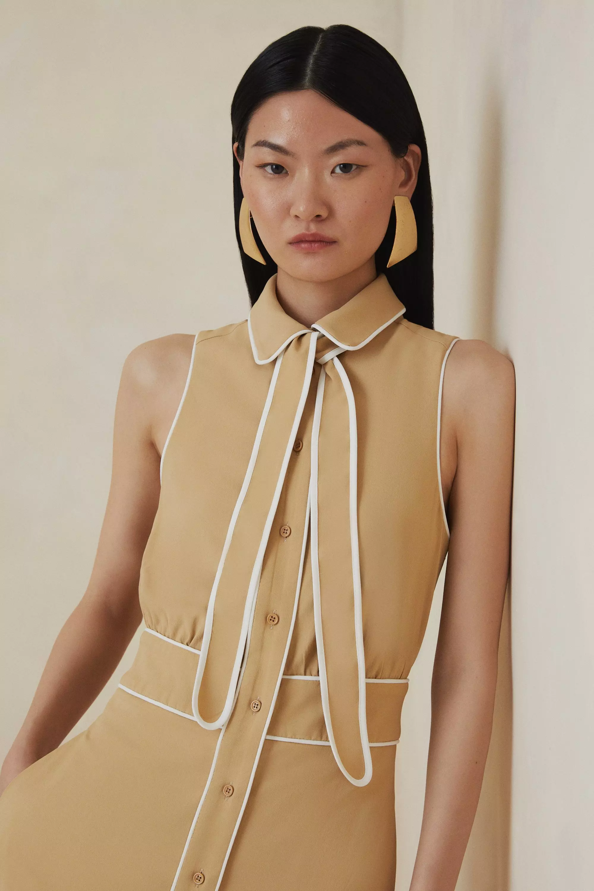 【Karen Millen】コントラスト テーラード シャツワンピース 日本未入荷☆Karen Millen モノクロマキシワンピース