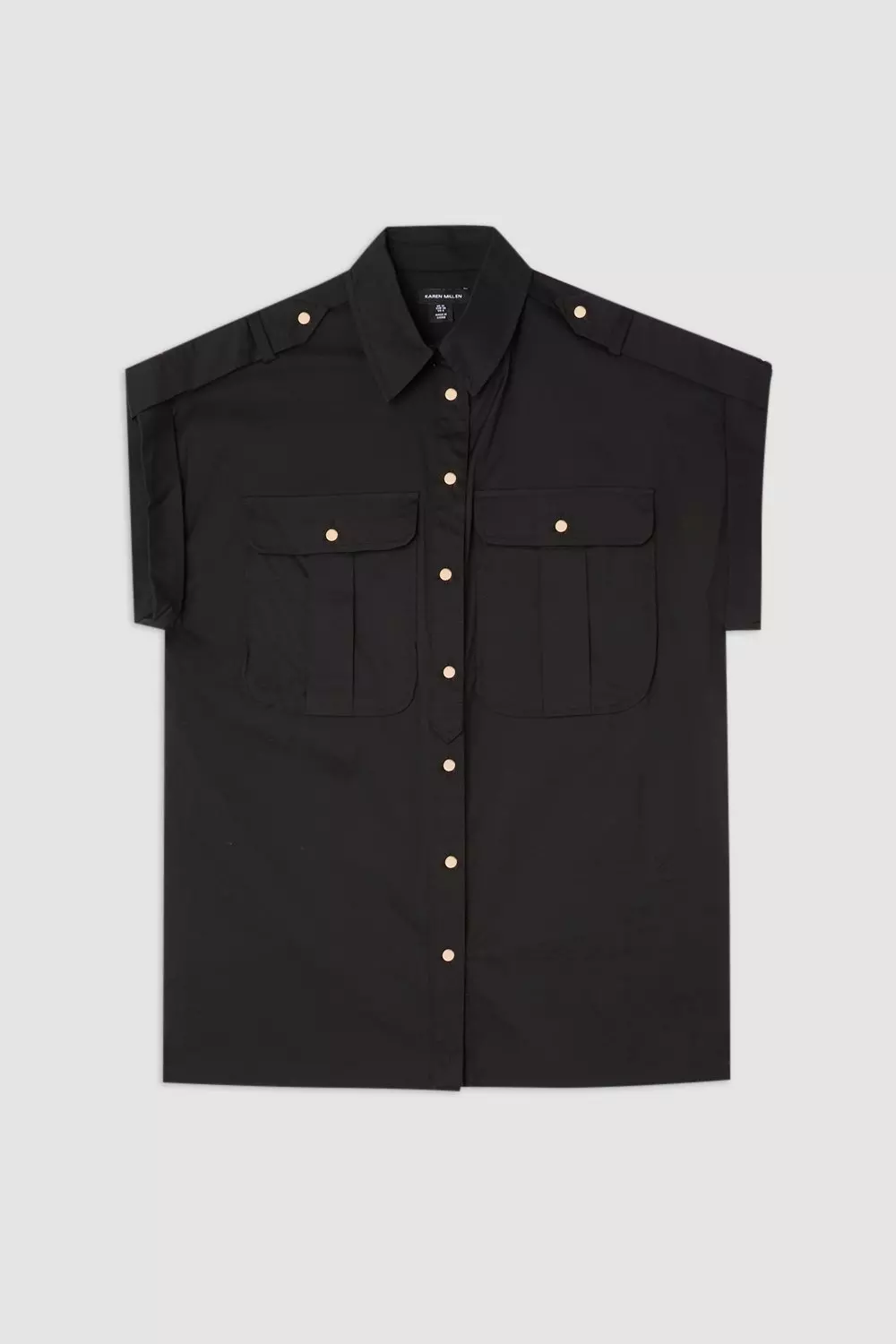 Black Pocket Detailed Poplin Shirt alternative image