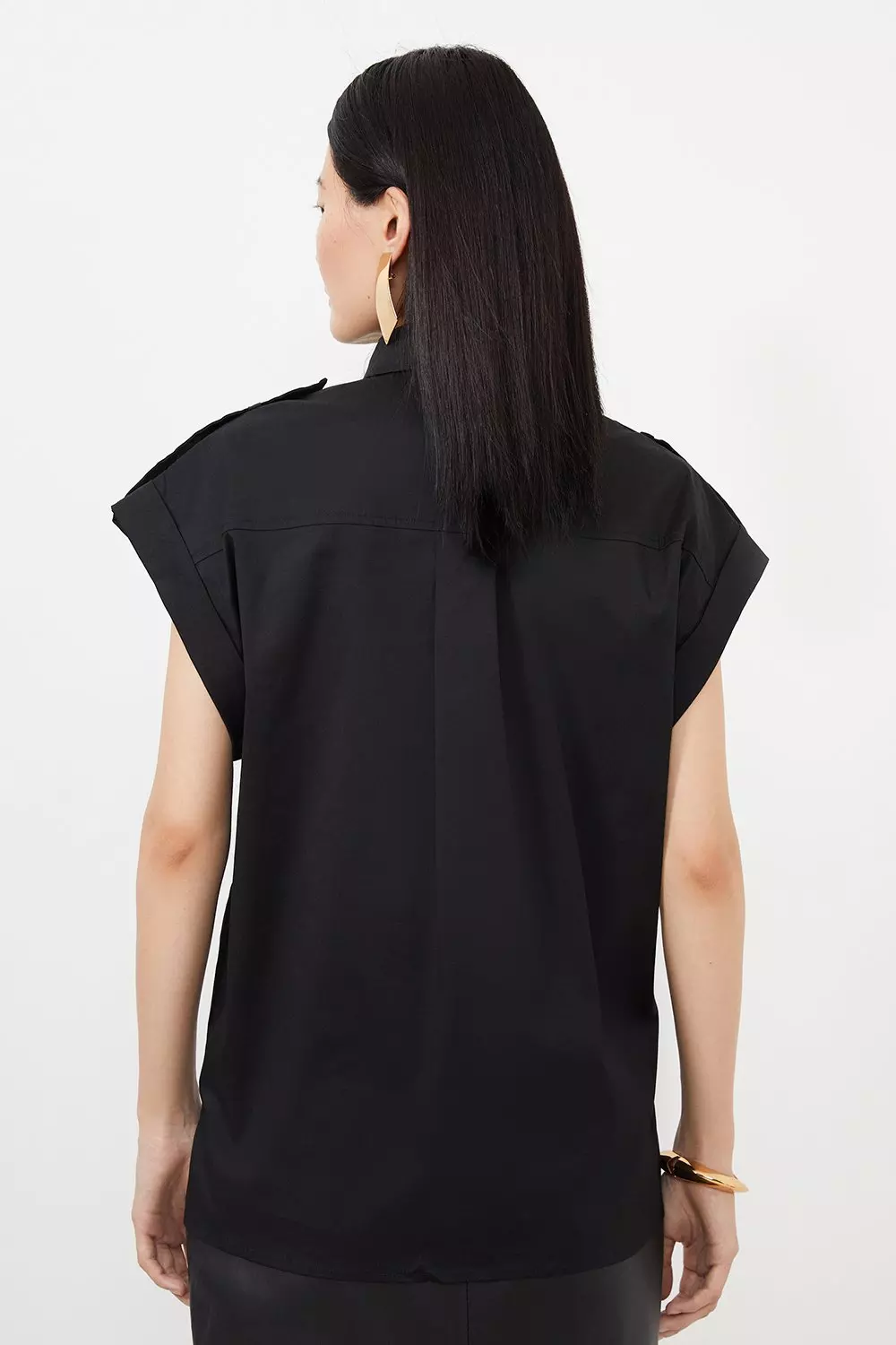 Black Pocket Detailed Poplin Shirt alternative image