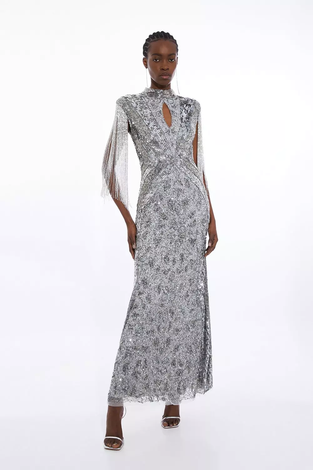 Embellished Beaded Cap Sleeve Woven Maxi Dress | Karen Millen