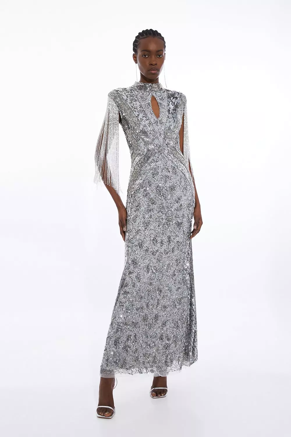 Embellished Beaded Cap Sleeve Woven Maxi Dress Karen Millen