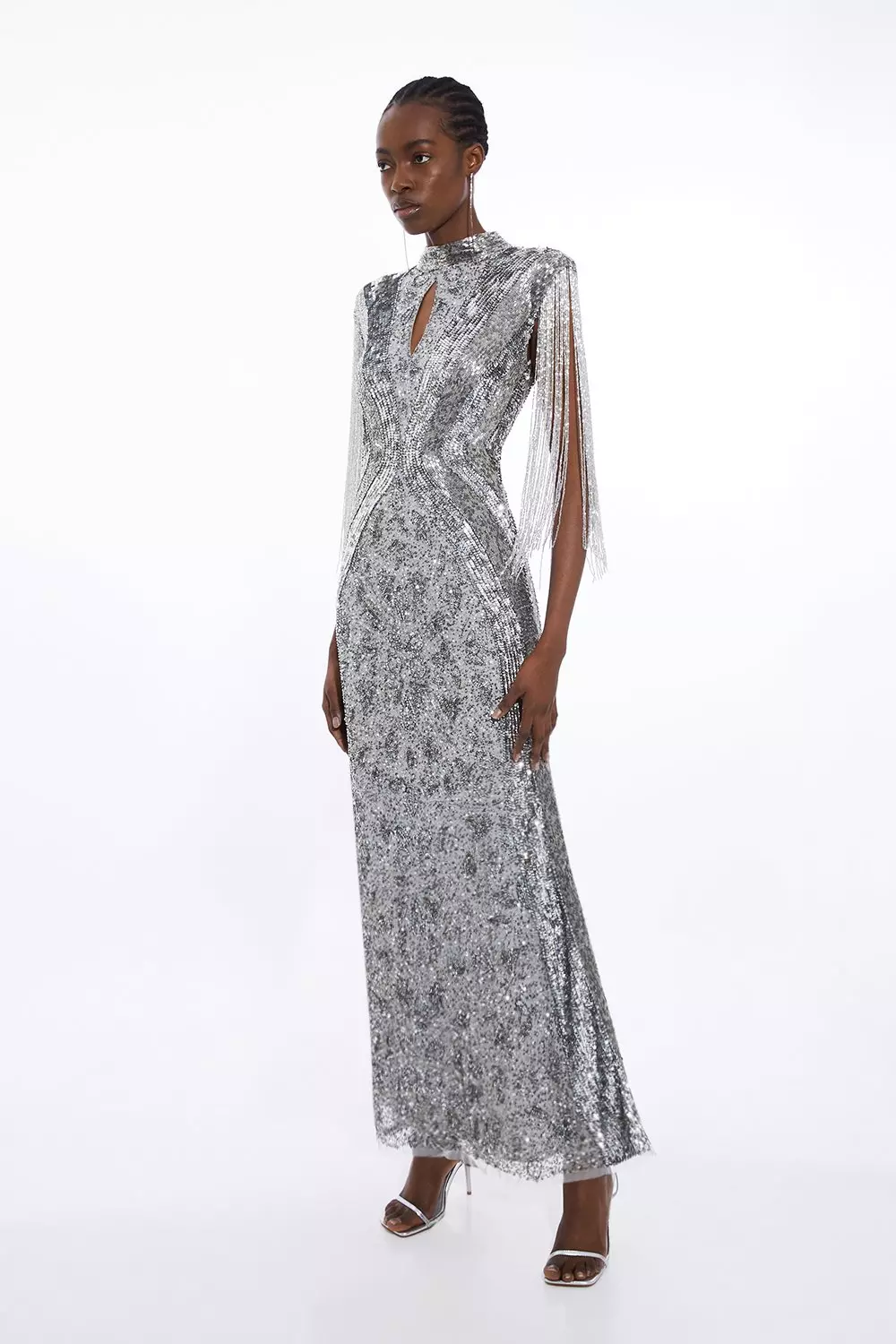 Embellished Beaded Cap Sleeve Woven Maxi Dress | Karen Millen