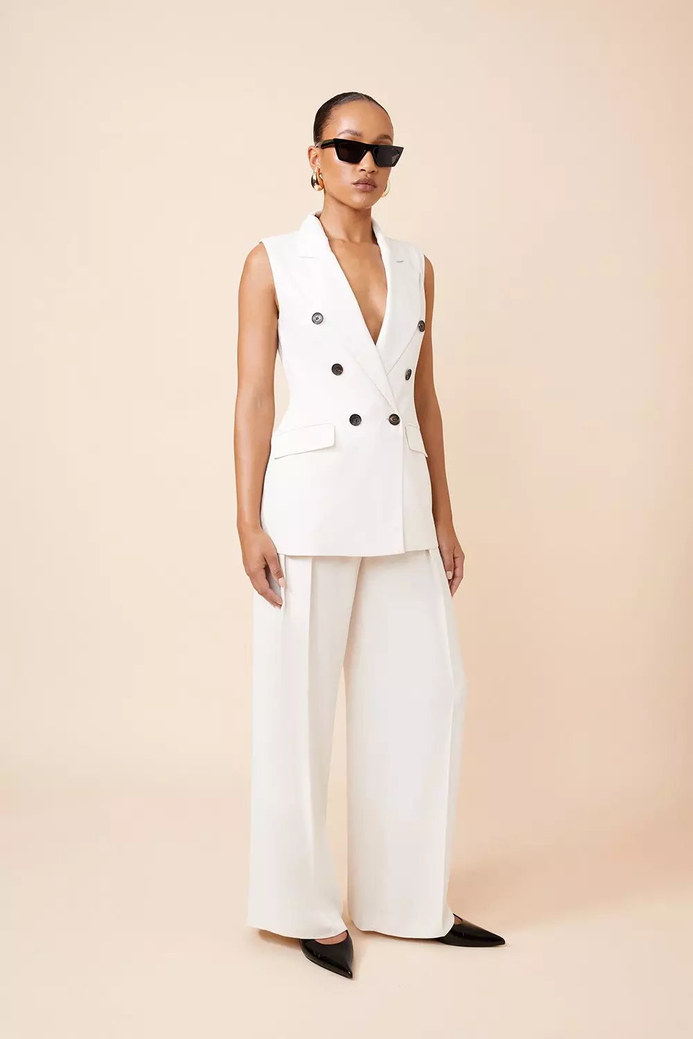 Ivory Soft Tailored Straight Leg Tailored Pants alternative image