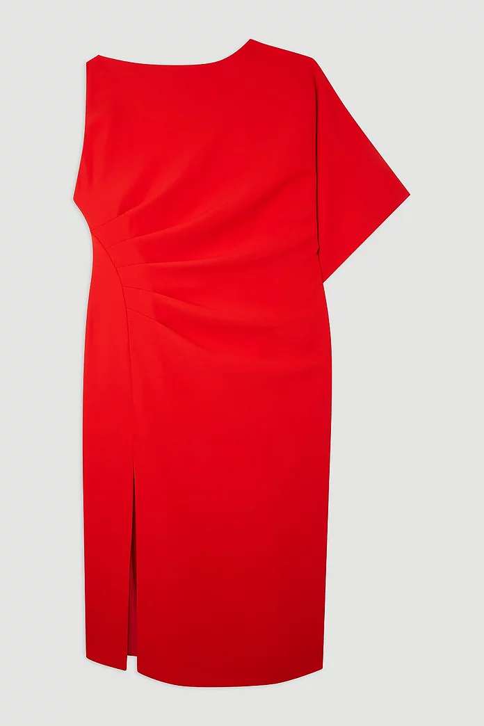 Plus Size Fluid Tailored Asymmetric Sleeve Midi Dress Plus Size Fluid Tailored Asymmetric Sleeve Midi Dress