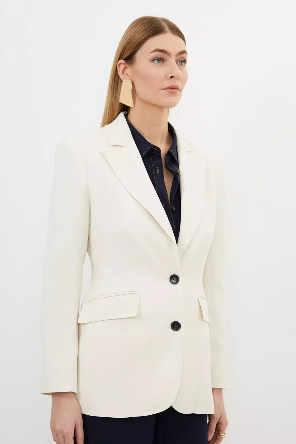 Cream Relaxed Tailored Single Breasted Blazer alternative image