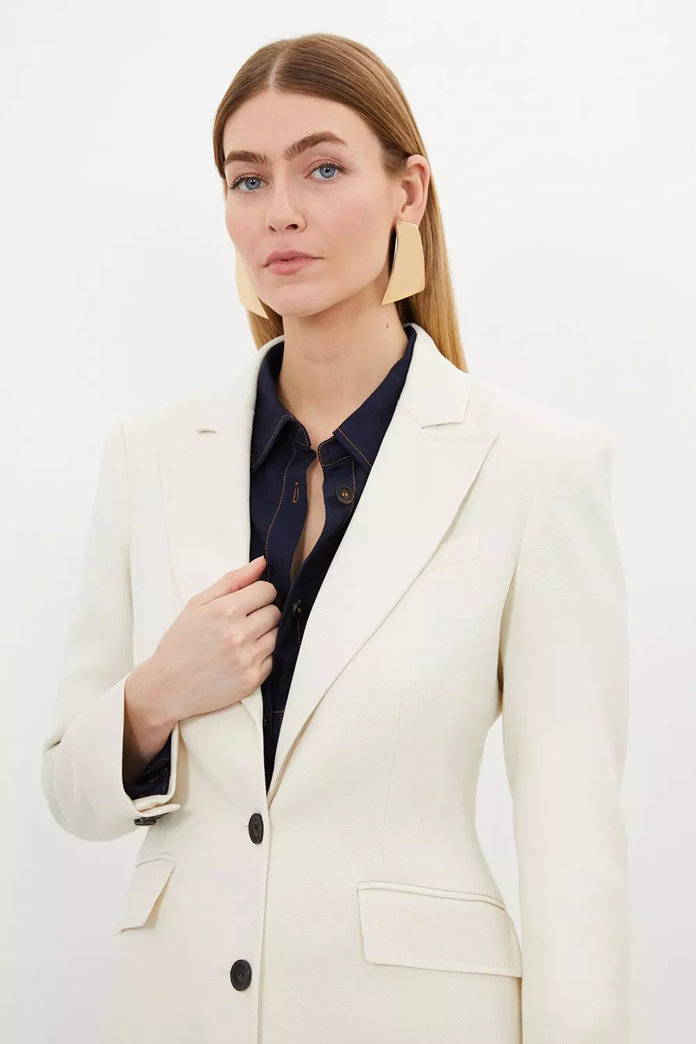 Cream Relaxed Tailored Single Breasted Blazer alternative image