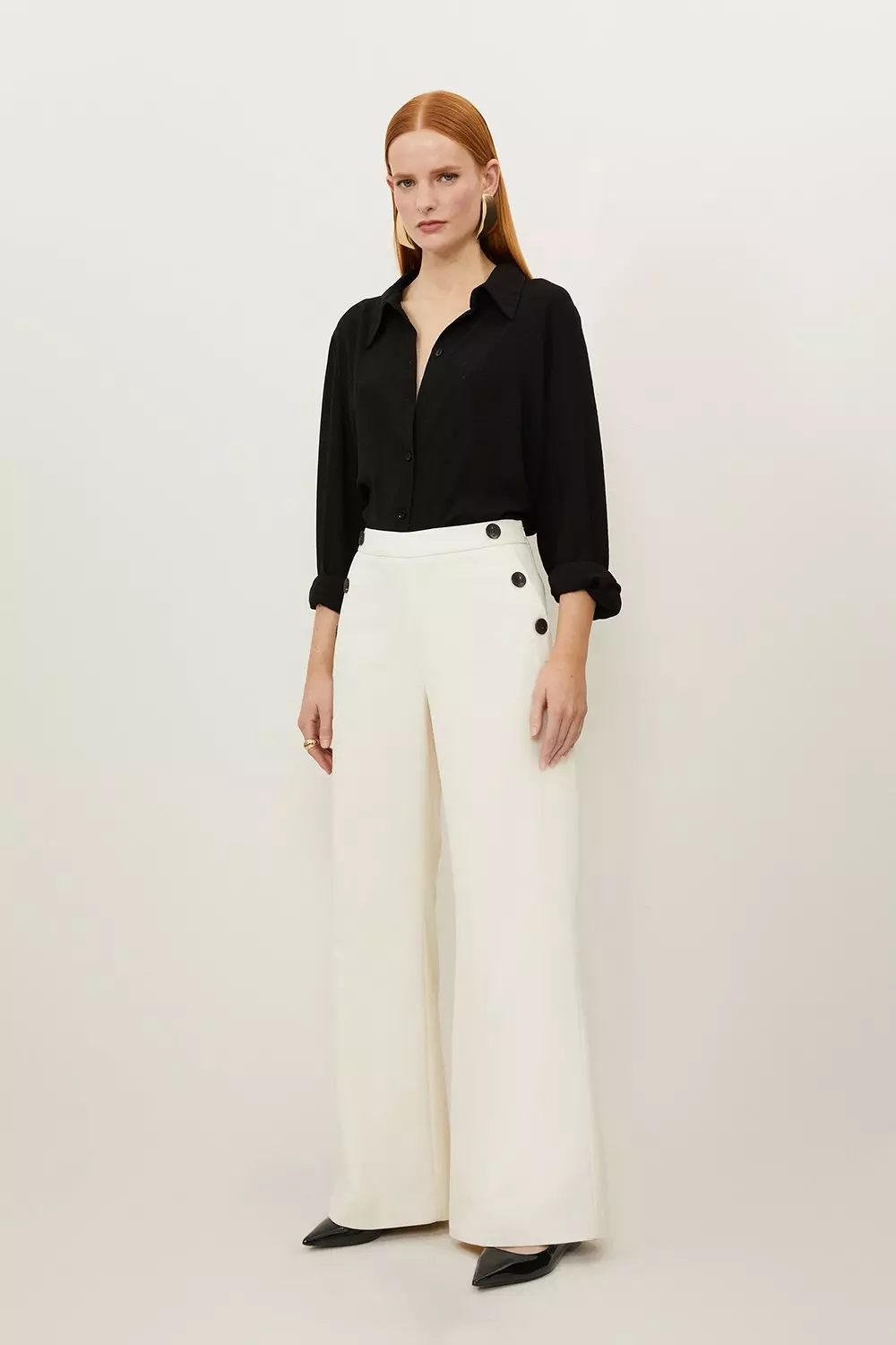 パンツ Off-White Corporate Tailored Pants Off-White Wide Leg Straight Pants in Pure Wool | SUITSUPPLY