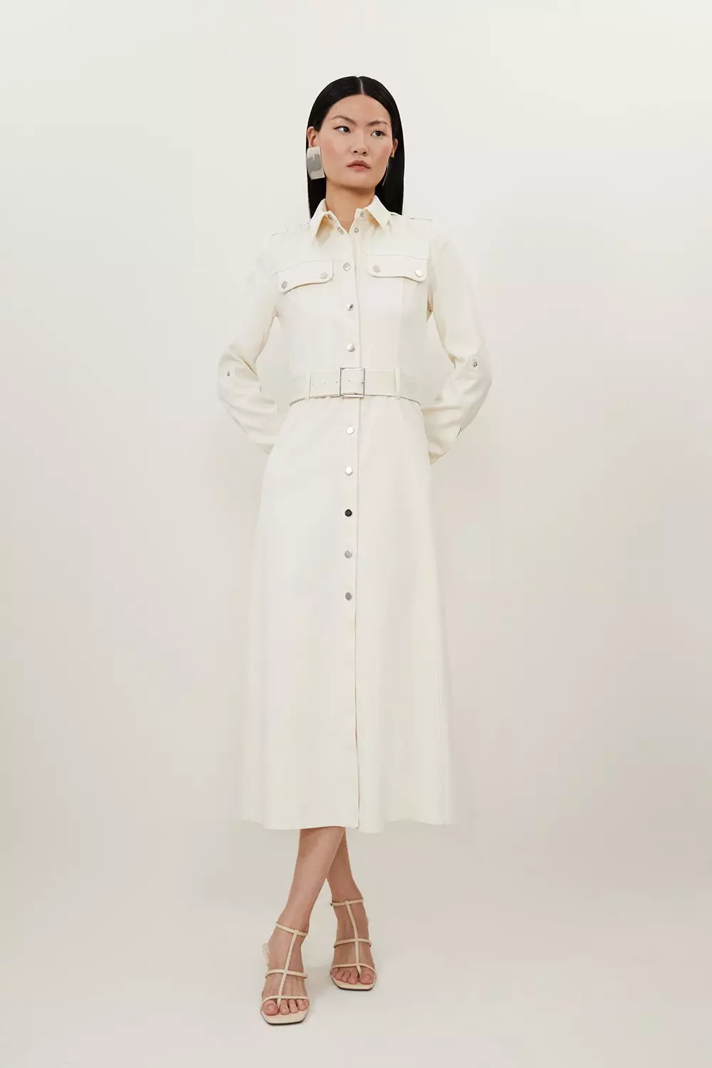 Tailored Belted Midi Shirt Dress Karen Millen