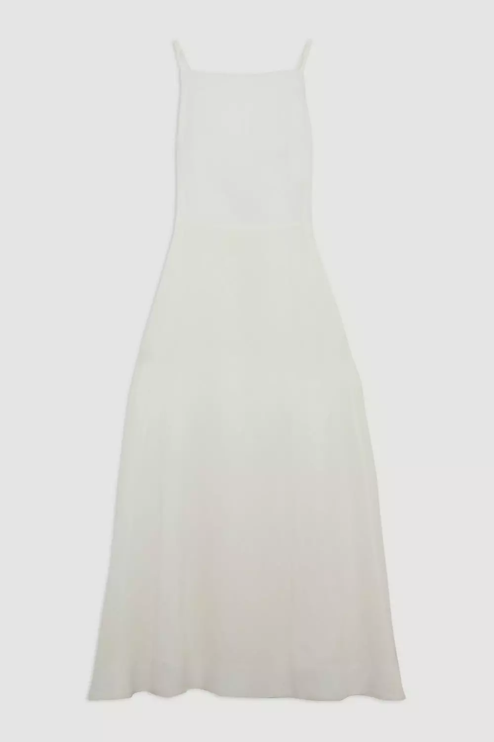 Premium Linen Tailored Halterneck Tie Back Full Skirt Midi Dress alternative image