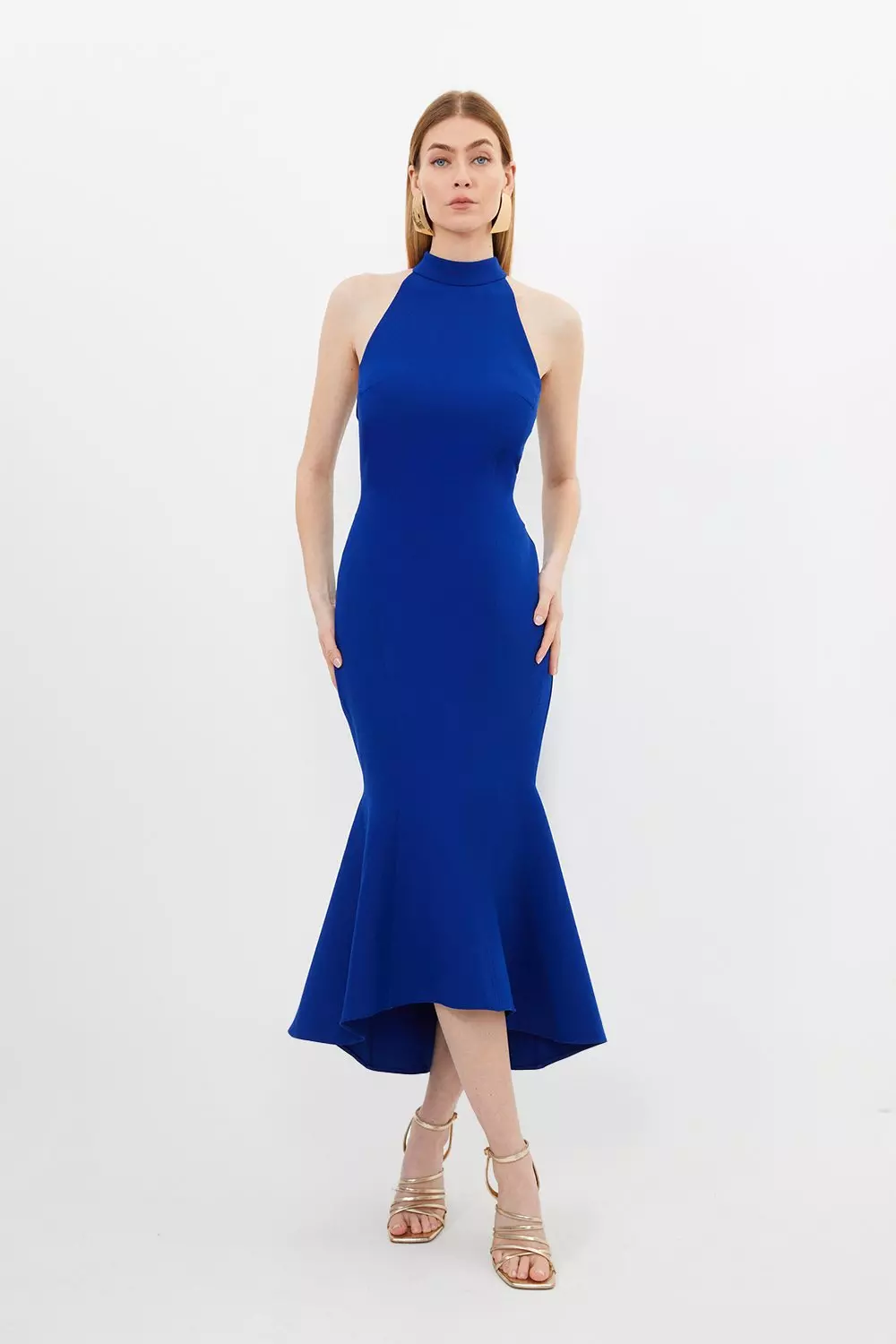 Compact Stretch Tailored High Low Midi Dress Karen Millen