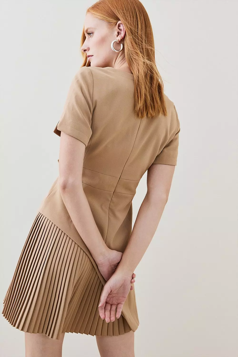 日本未入荷★Karen Millen ウールミモレ丈ワンピース Archive Collection - Bow Detail One Shoulder Crepe Woven
