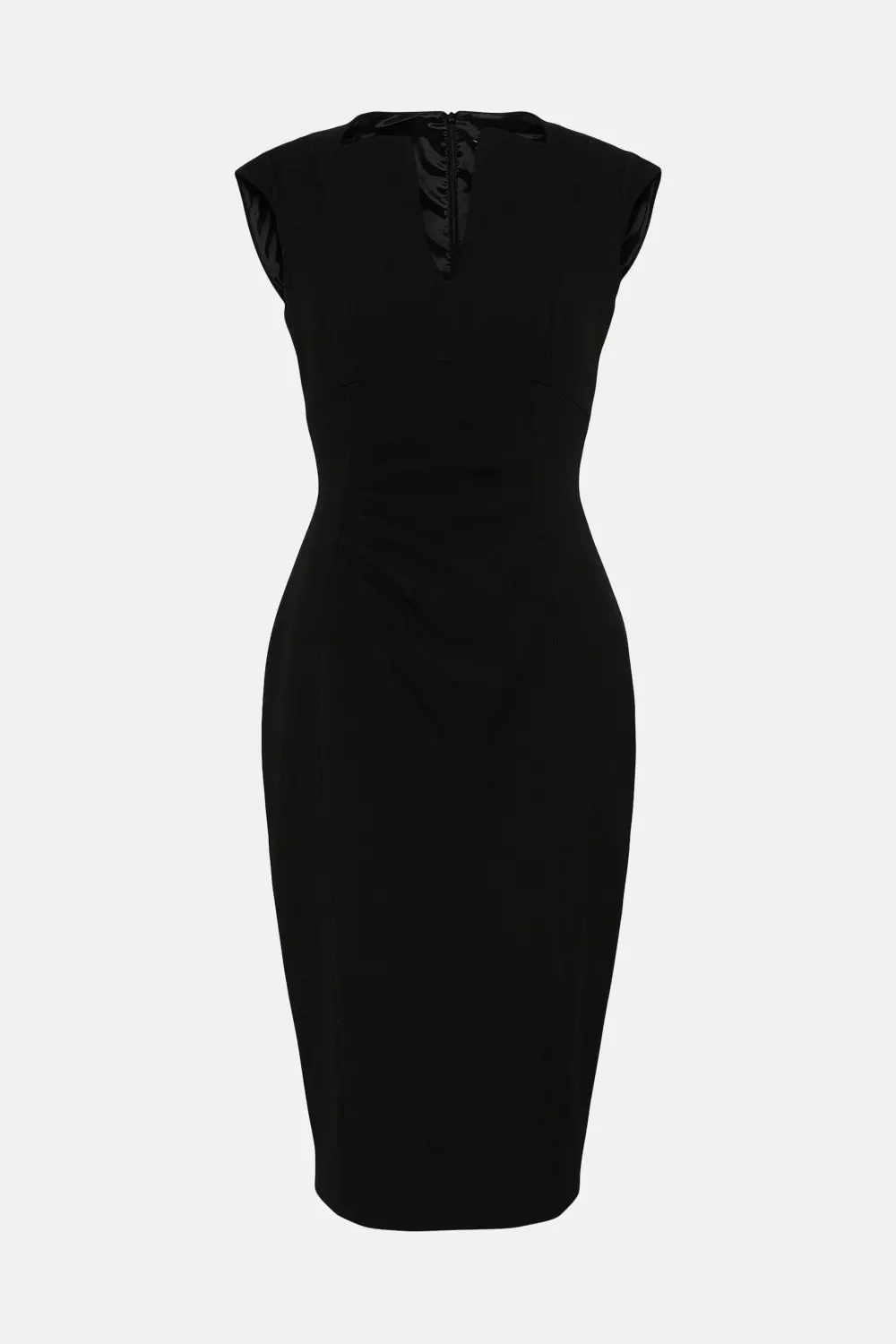 Petite Structured Crepe Envelope Neck Pencil Midi Dress | Karen Millen