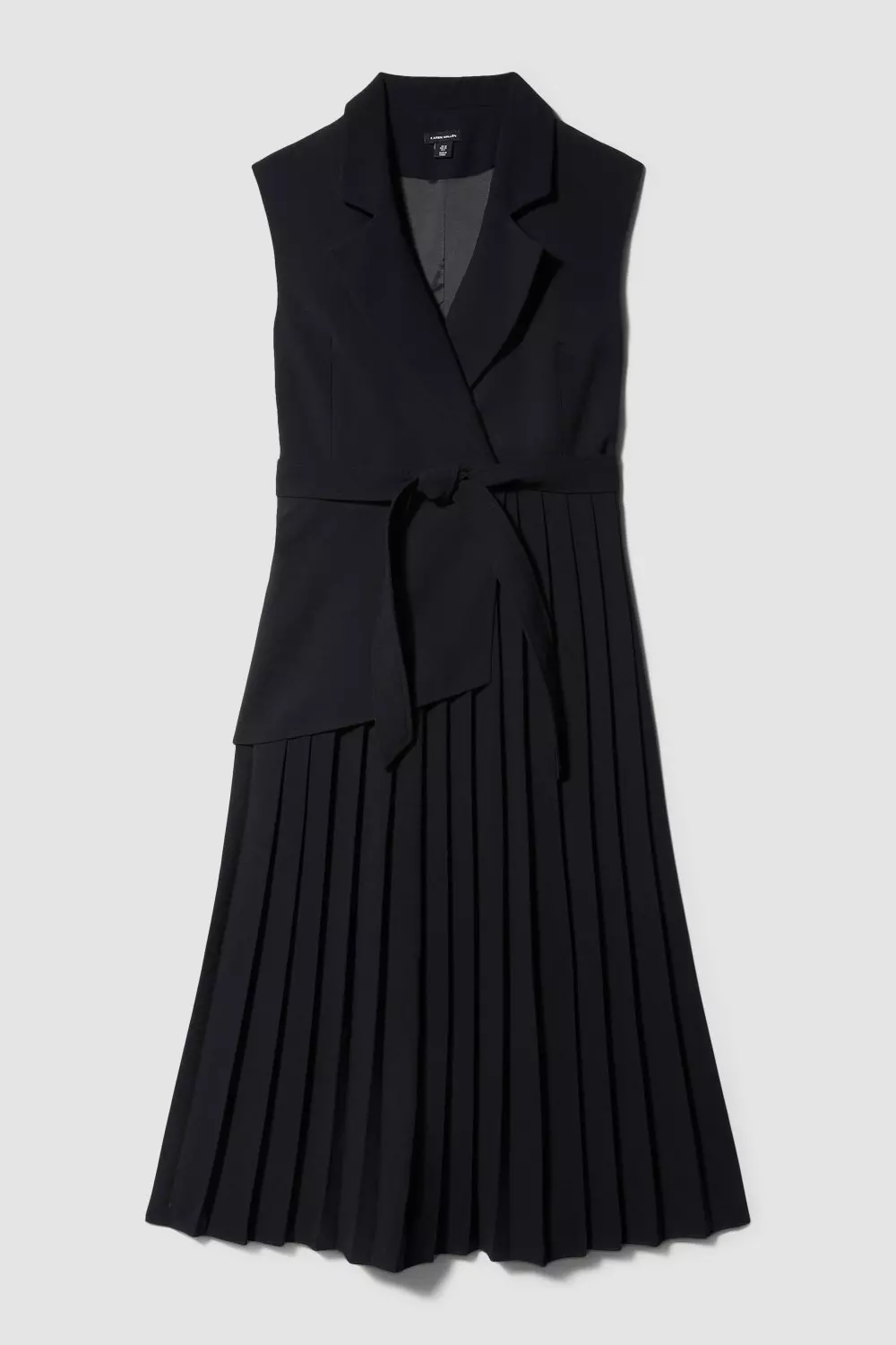 Petite Military Pleat Sleeveless Midi Dress | Karen Millen