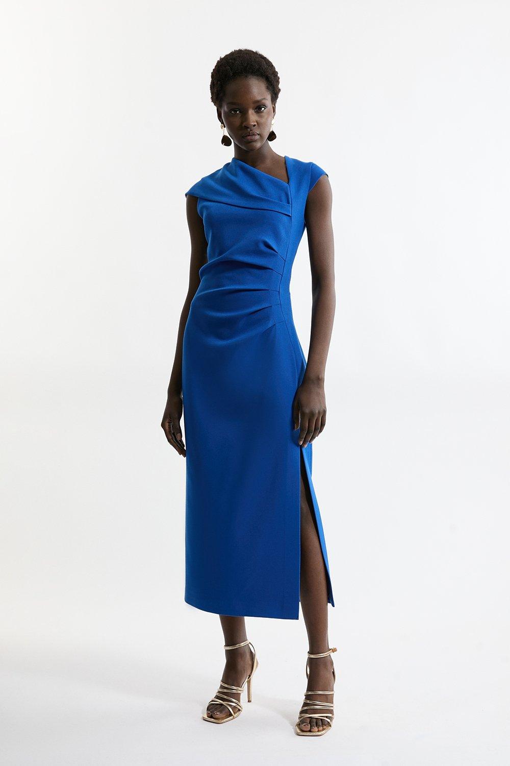 Cobalt blue knee length dress best sale