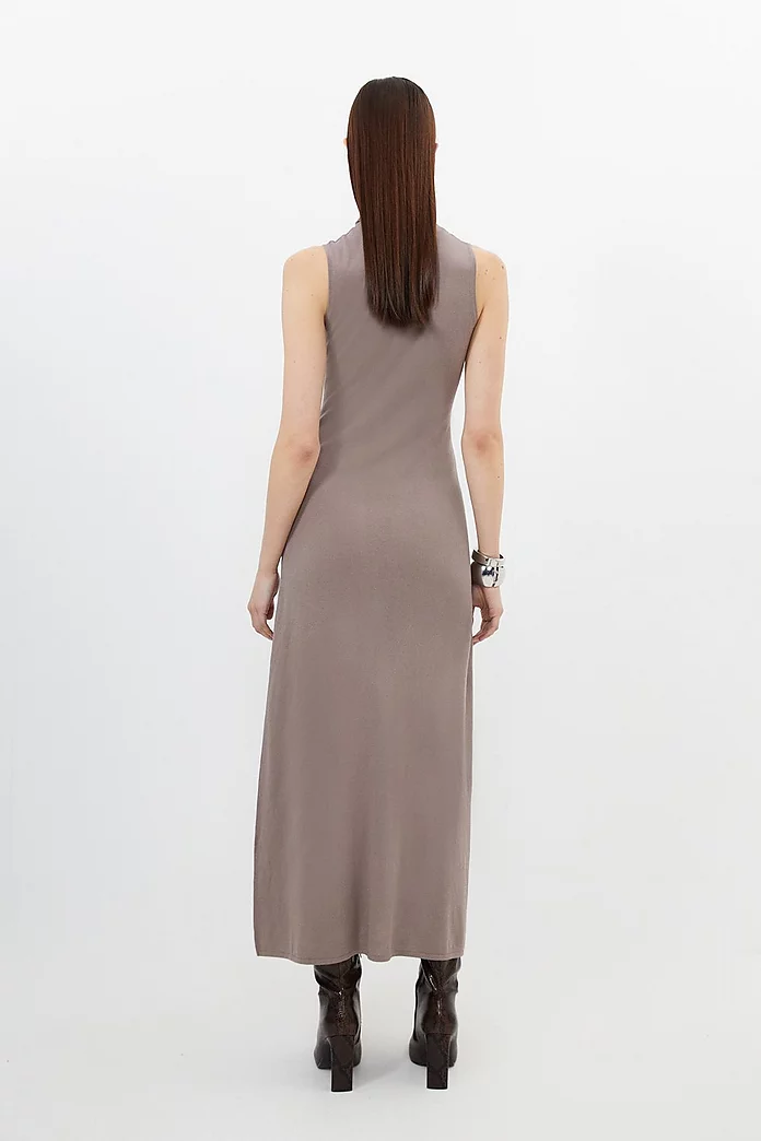Tall Cotton Blend Knitted Turtleneck Maxi Dress | Karen Millen Tall Cotton Blend Knitted Turtleneck Maxi Dress | Karen Millen