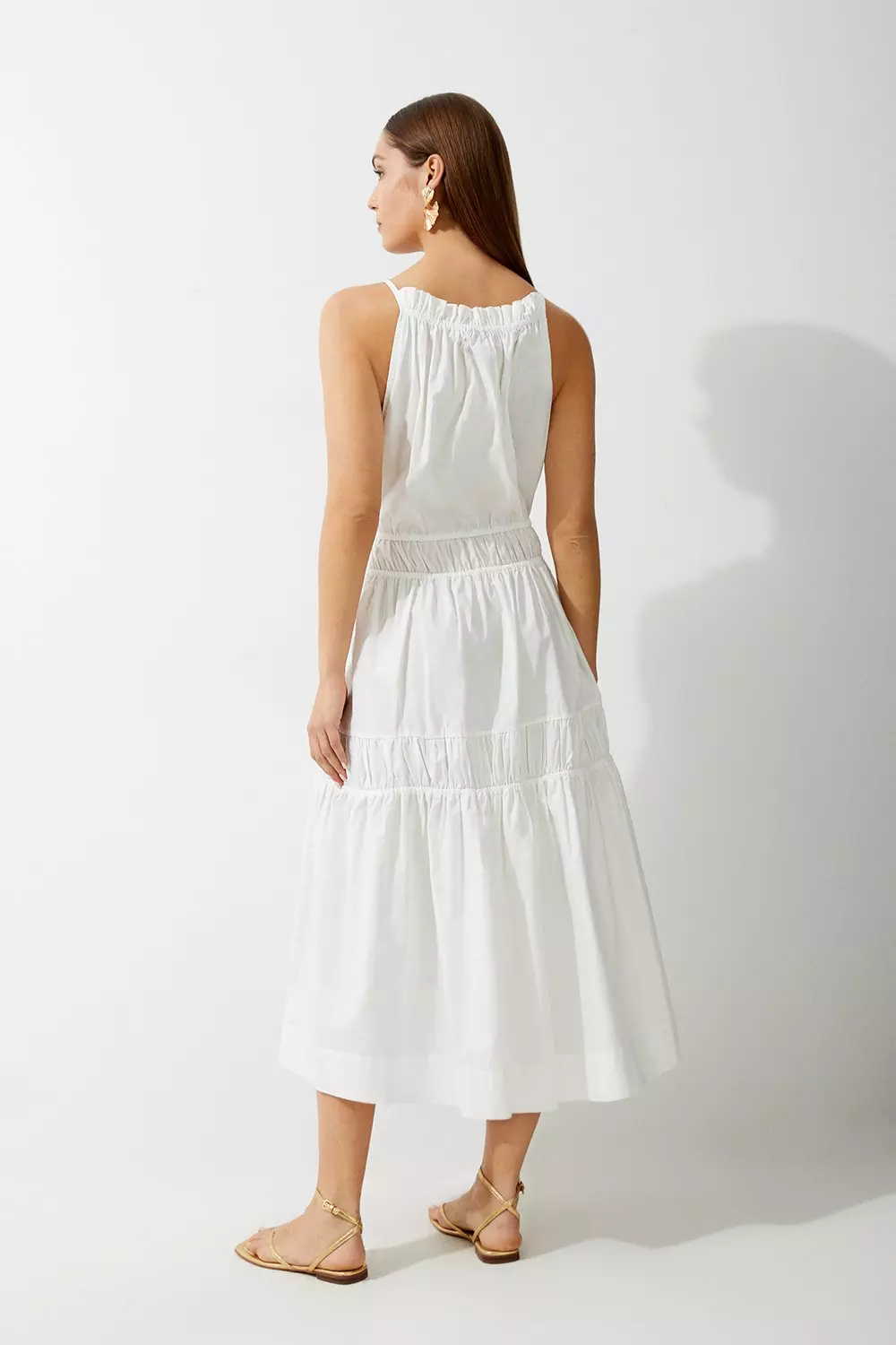 Kianne White Draped Short-Sleeve Maxi Dress – Club L London