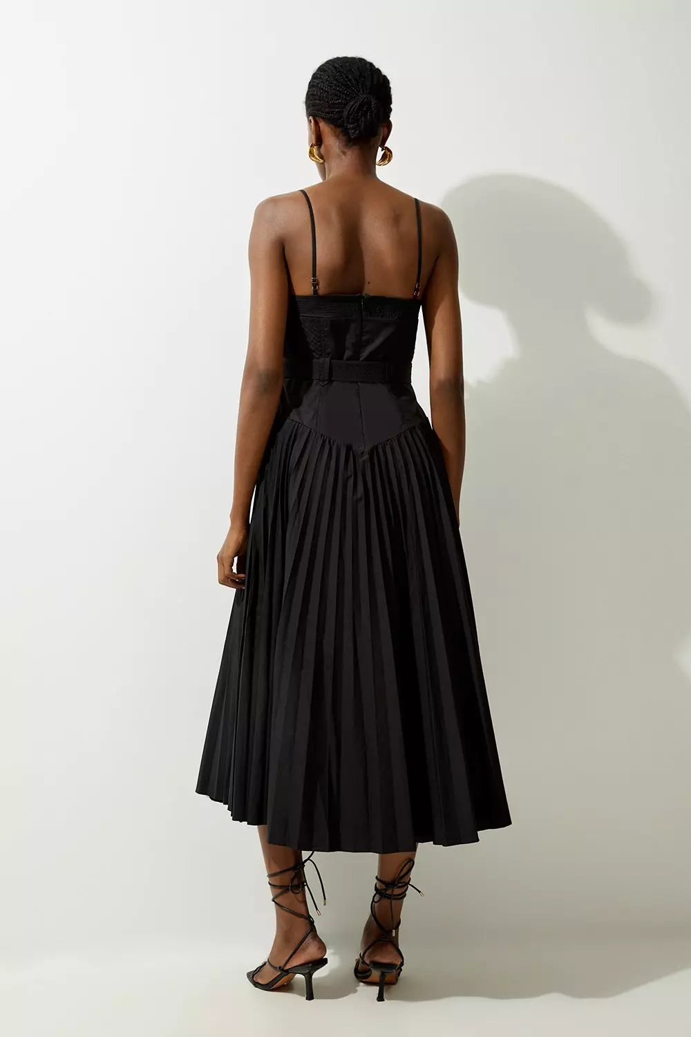 Button Detail Strappy Woven Midi Dress | Karen Millen