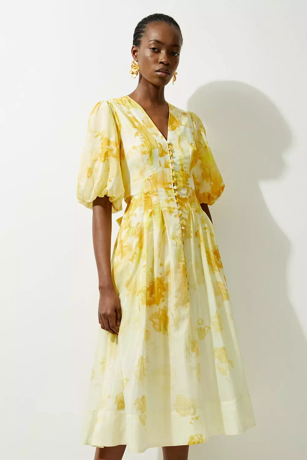 Floral dress puff sleeves hotsell