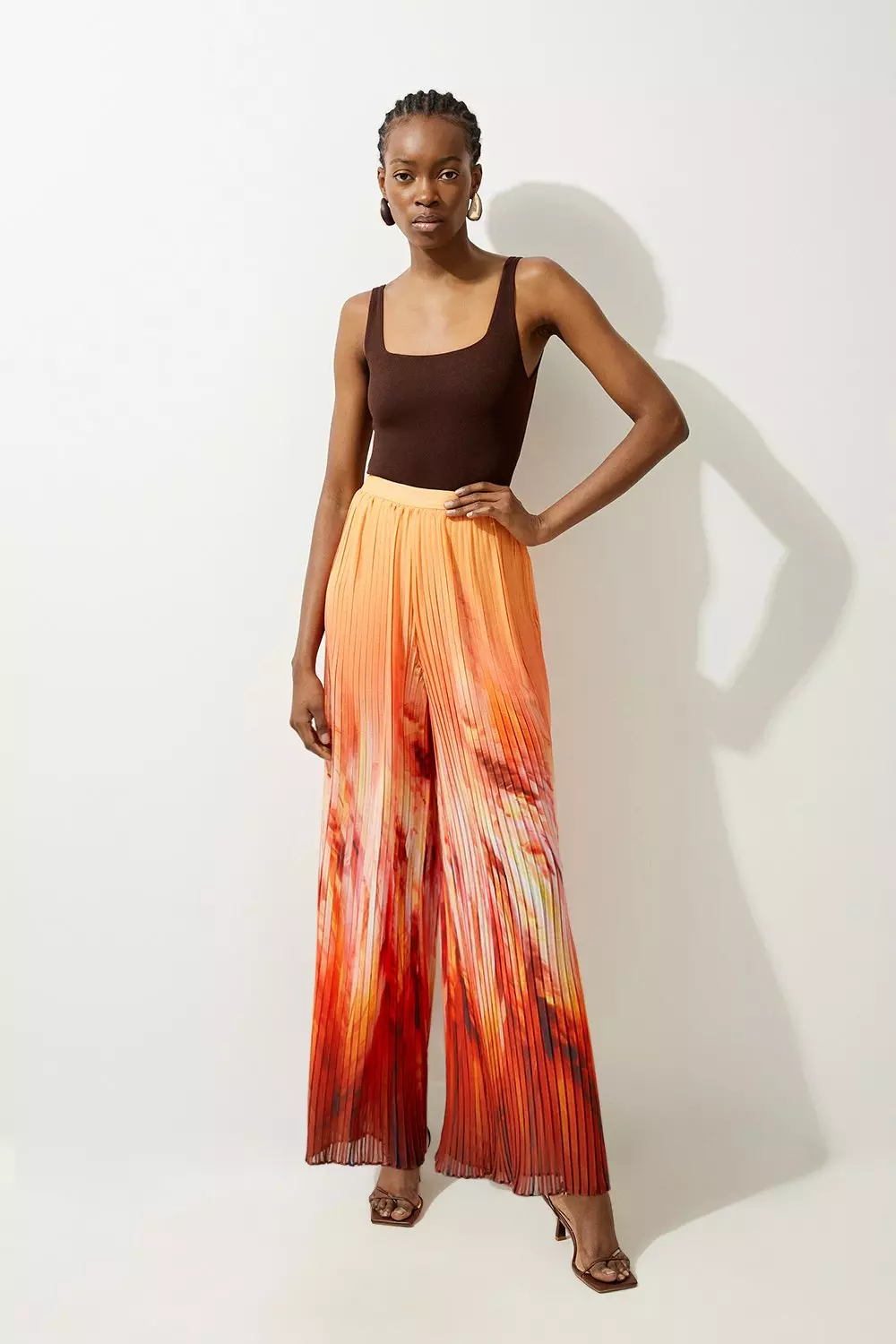 Orange wide leg trousers best sale