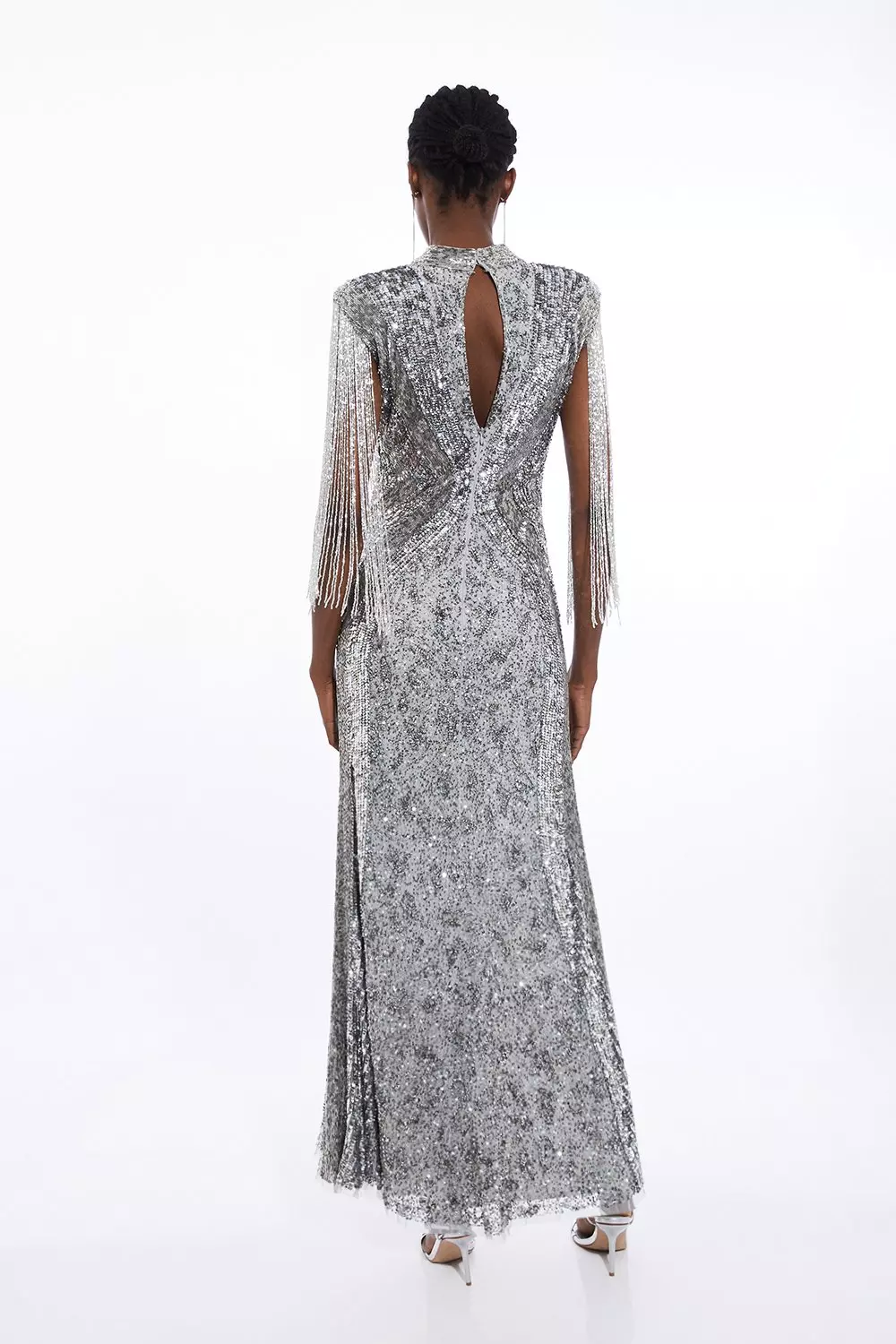 Petite Embellished Beaded Cap Sleeve Woven Maxi Dress | Karen Millen