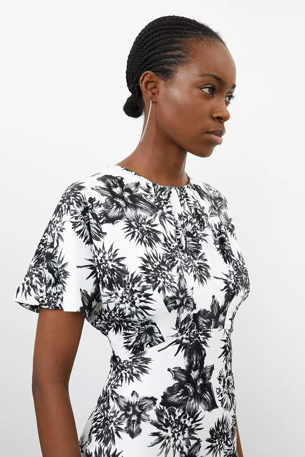 Satin Back Crepe Mono Floral Woven Maxi Dress | Karen Millen