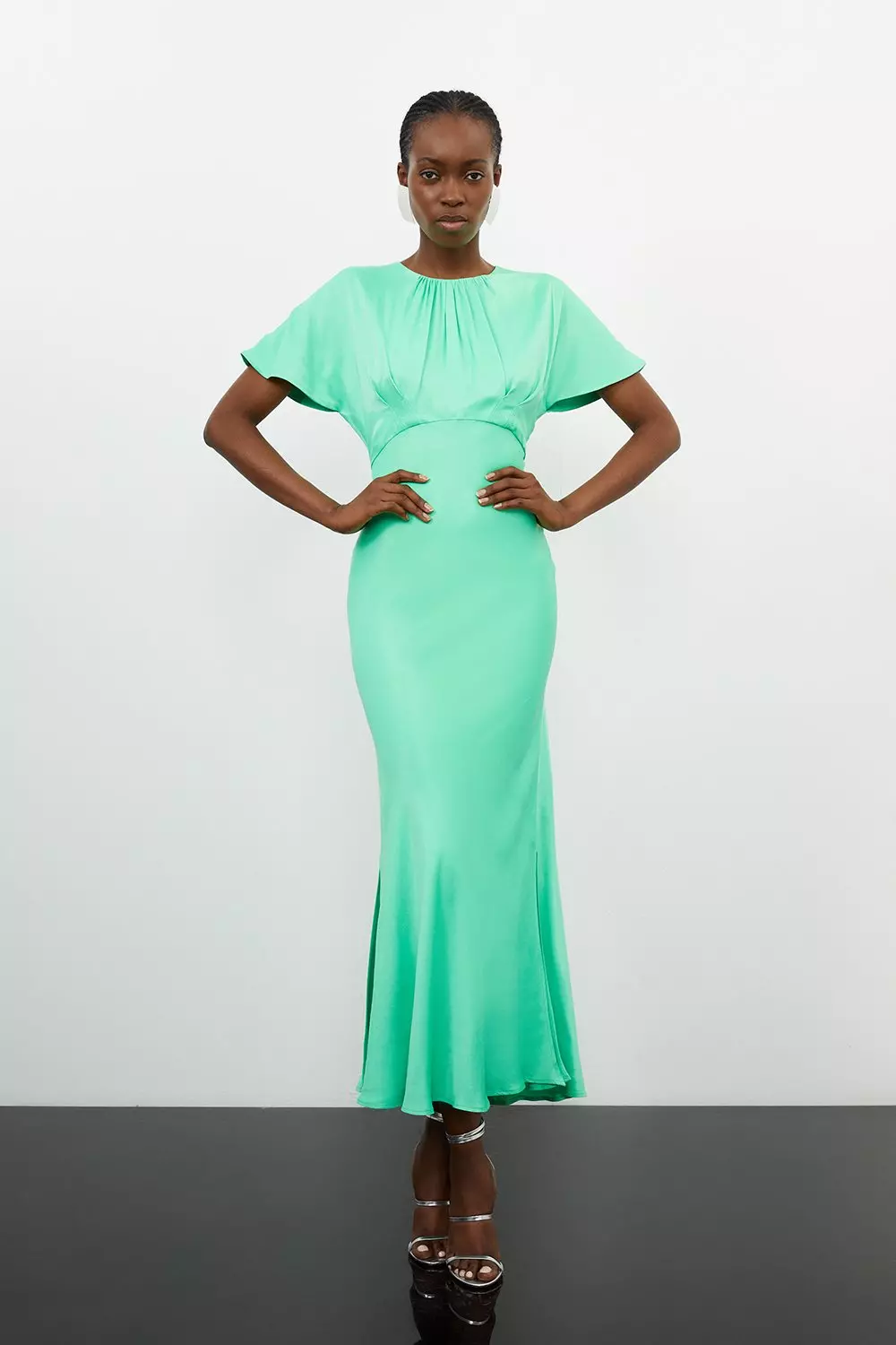 Karen millen green silk wrap dress hotsell