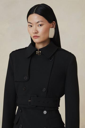 Black The Founder Compact Stretch Cropped Tailored Blazer