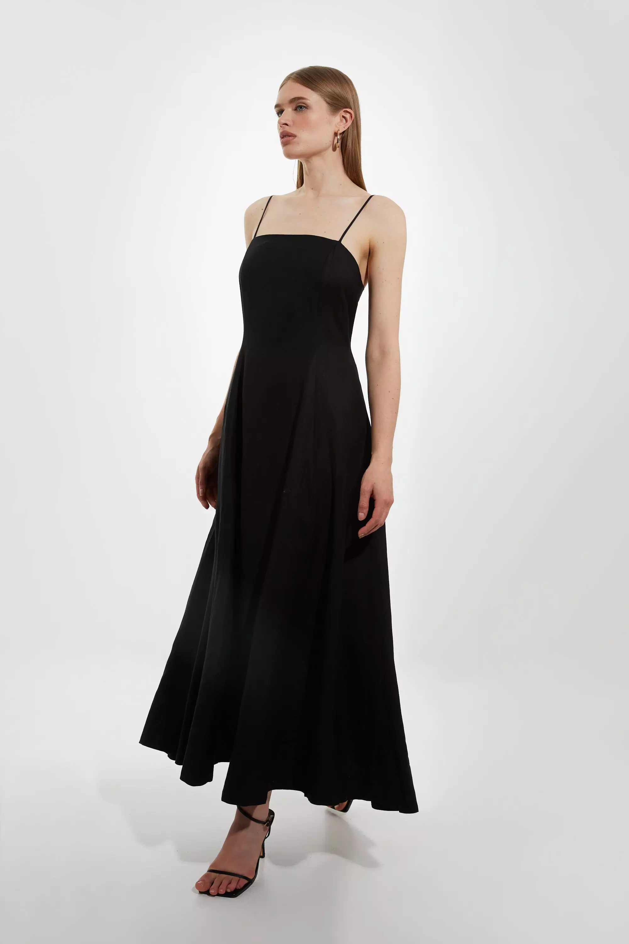【Karen Millen】Viscose linen マキシドレス ※送料込 KAREN MILLEN Viscose Linen Woven Strappy Maxi Dress | endource