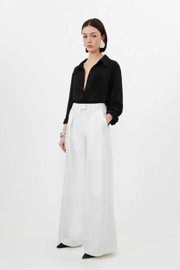 Tall Clean Tailored Pleated Wide Leg Pants ivory