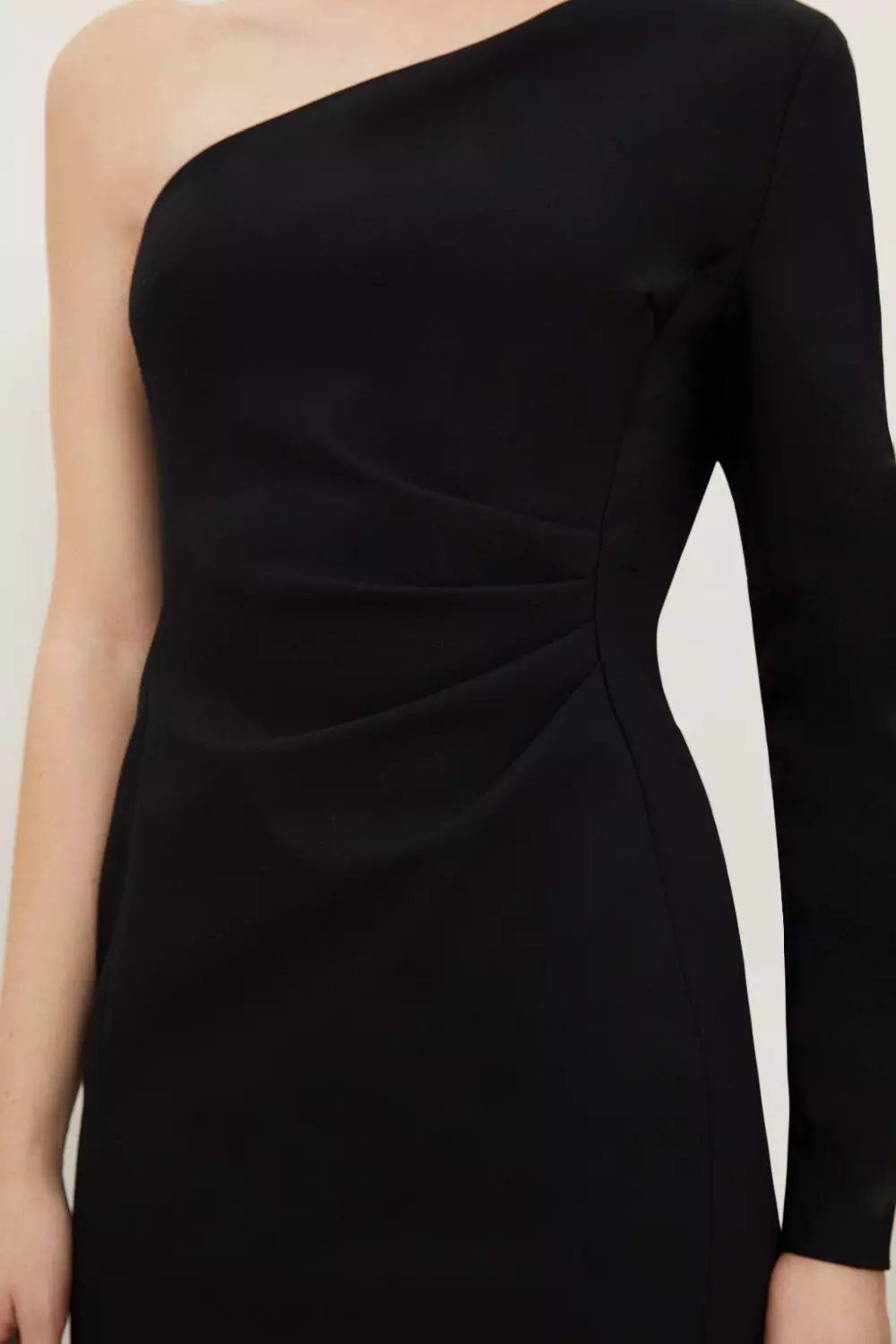Clean Tailored One Shoulder Ruched Waist Midi Dress Karen Millen