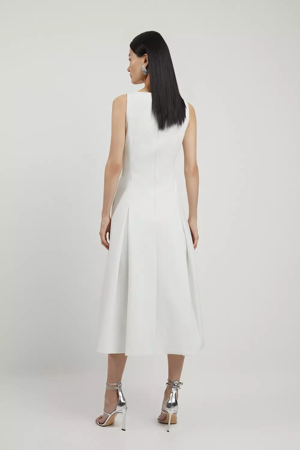 Compact Stretch Eyelet Detailed Ribbon Midi Dress | Karen Millen