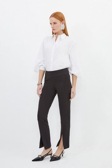 Petite Tailored Split Hem Leggings chocolate