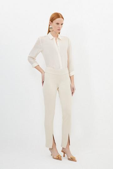 Tailored Split Hem Leggings beige