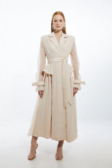 Woven Organdie Trench Dress champagne