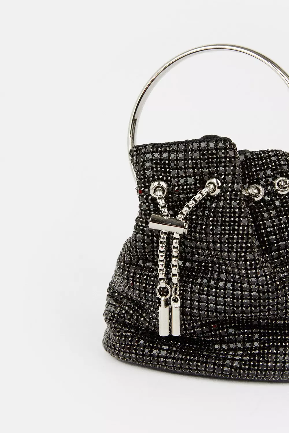 Black Rhinestone Bucket Hoop Clutch Bag  alternative image
