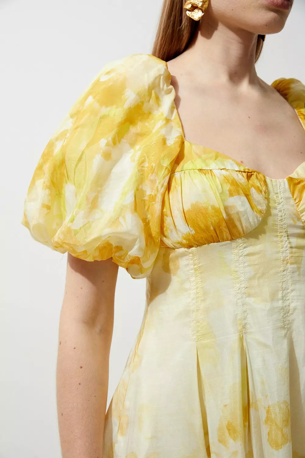 国内発・関税込!! KAREN MILLEN*フローラルバルーン袖ミニドレス bkk17998_yellow_xl?pdp.template