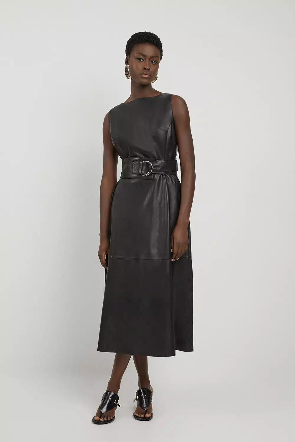 Leather Belted Full Skirted Maxi Dress Karen Millen