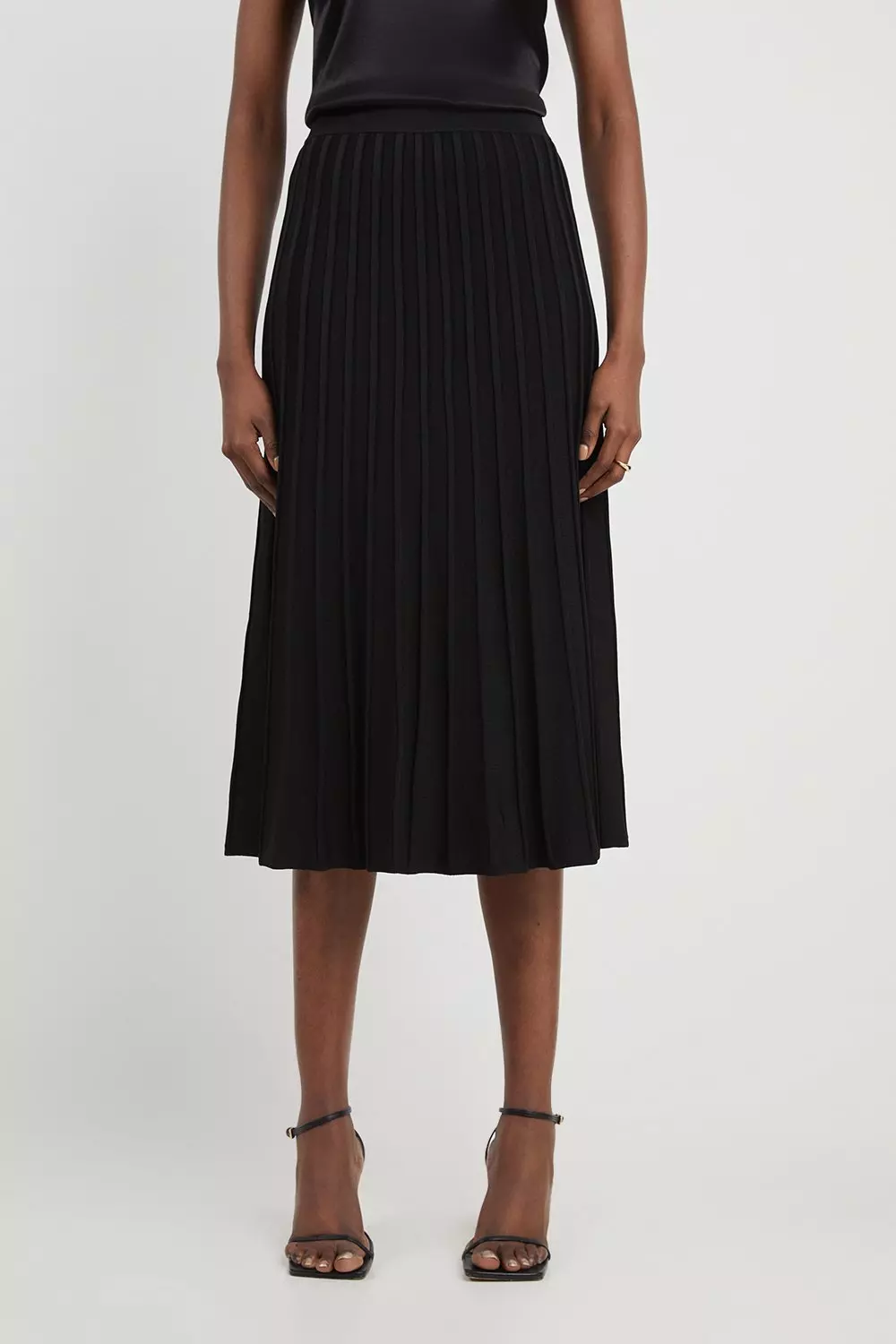 Petite pleated midi skirt black deals