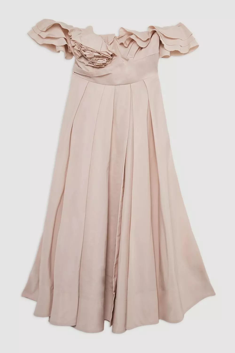 【Karen Millen】サテン リボン ボウタイ テーラードドレス Off The Shoulder Taffeta Ruffle Woven Maxi Dress | Karen Millen
