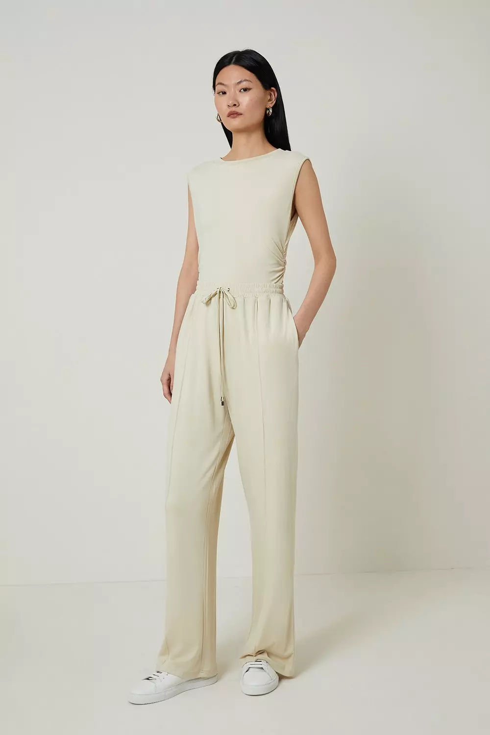 Sand Jersey Wide Leg Jersey Trousers alternative image