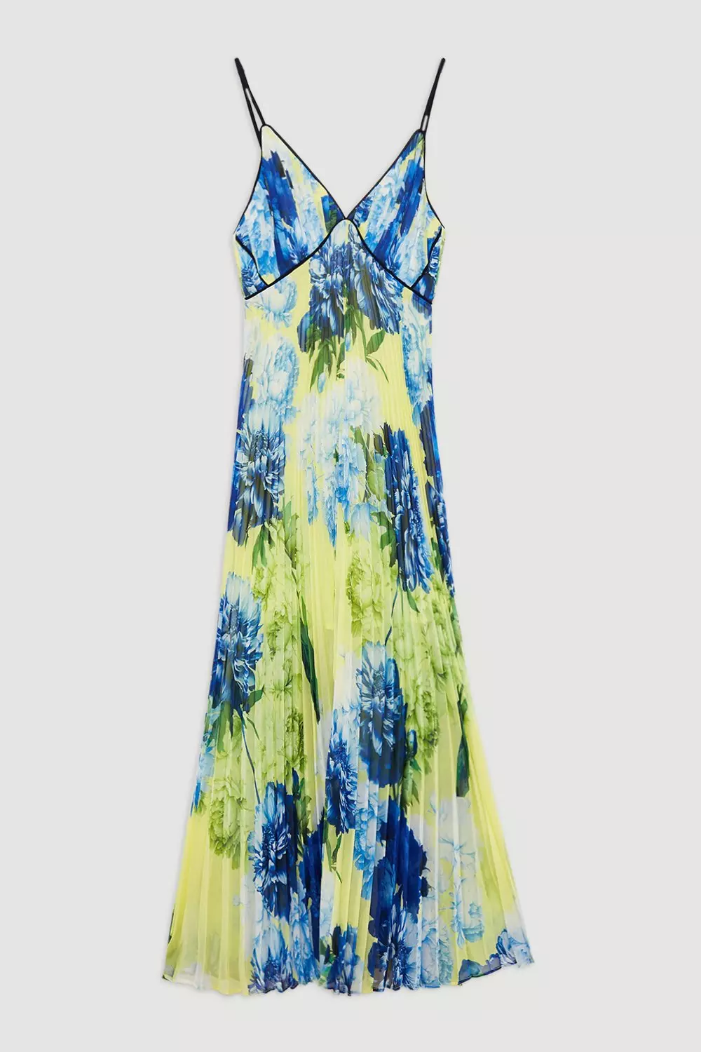 Floral Pleated Crinkle Strappy Woven Midi Dress Karen Millen