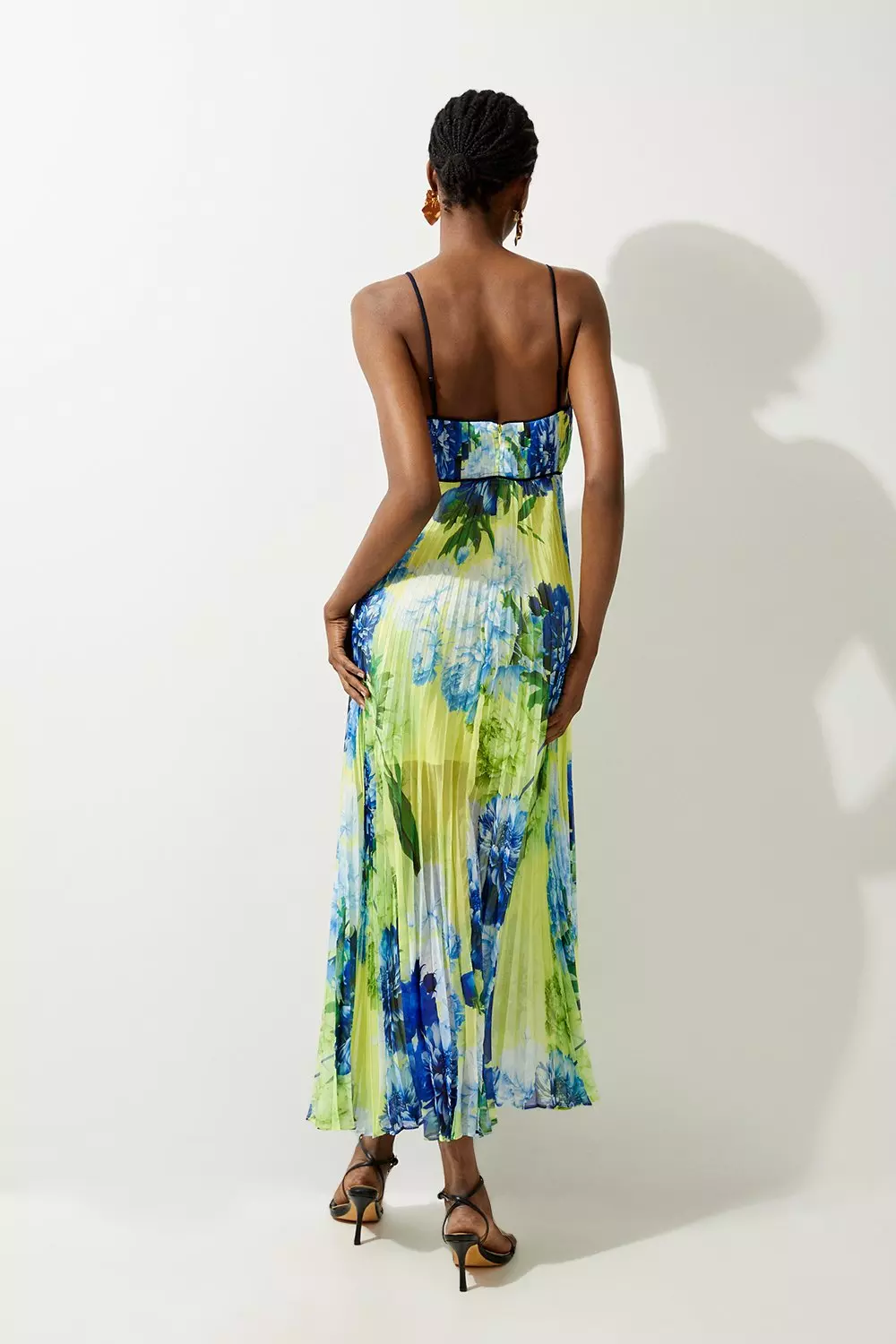 【Karen Millen】フローラル ホルターネック ミディ ワンピース Mirrored Disc Side Split Maxi Dress | Karen Millen