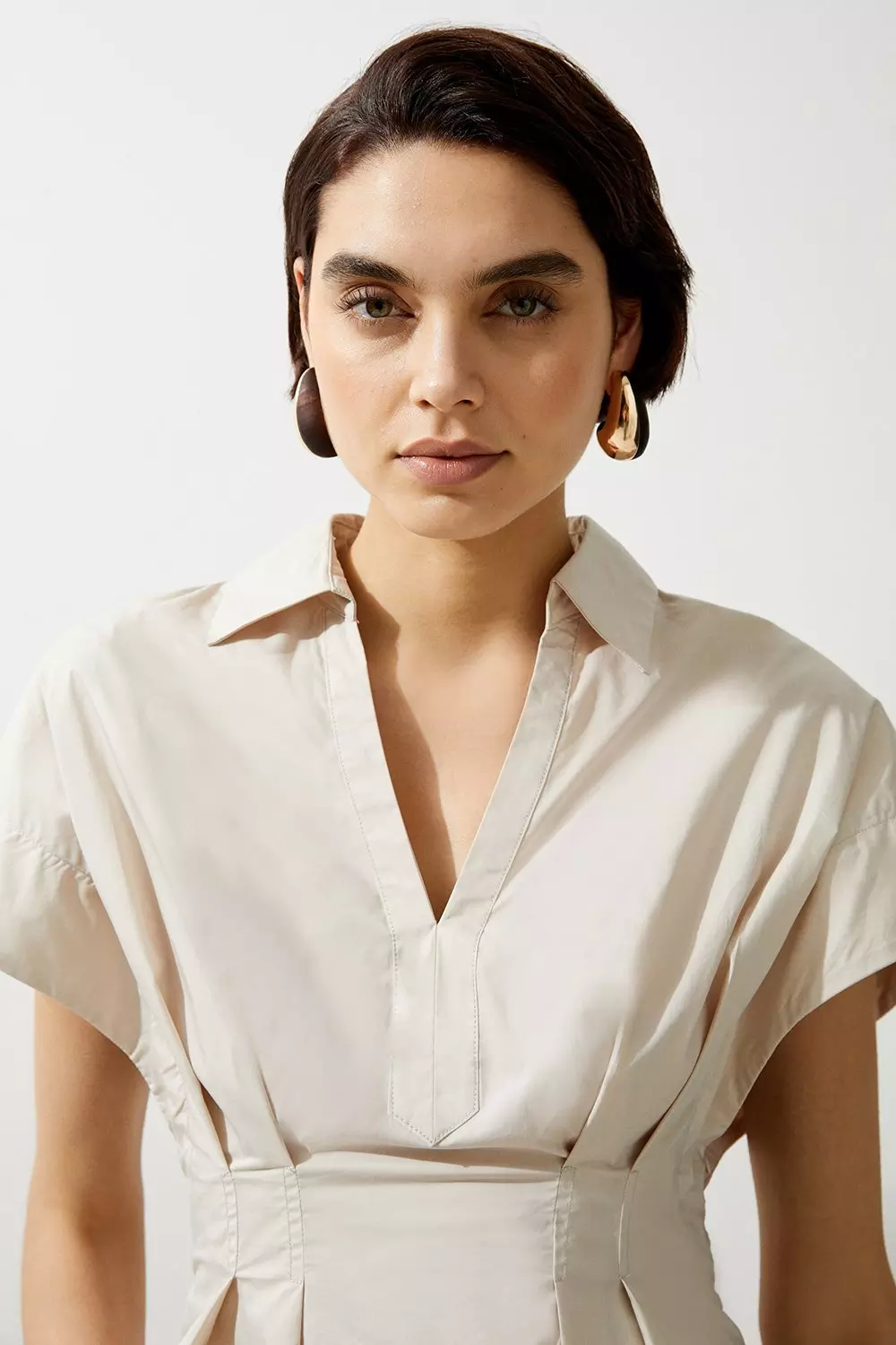 Poplin Balloon Strong Shoulder Woven Shirt | Karen Millen