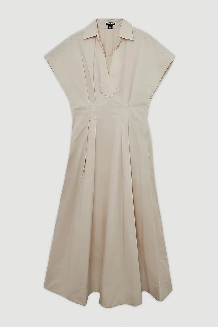 Poplin Dropped Strong Shoulder Woven Shirt Dress | Karen Millen Poplin Dropped Strong Shoulder Woven Shirt Dress | Karen Millen
