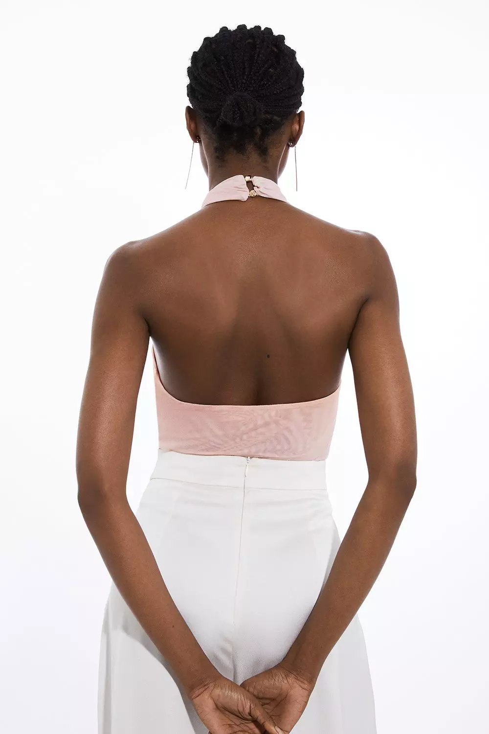 Sunset Ombre Mesh Cross Halter Jersey Bodysuit | Karen Millen